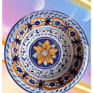 Serving Bowl cm 30 (12 inch) pottery hand made in Italy artigianale piece. Vintage decoration table diameter  It has the warranty certificat