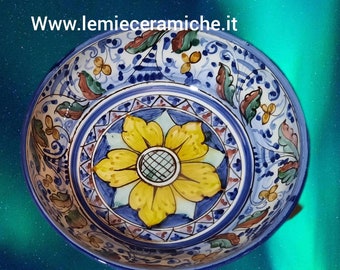 Serving Bowl pottery hand made in Italy artisan piece. pasta salad plate 20 cm