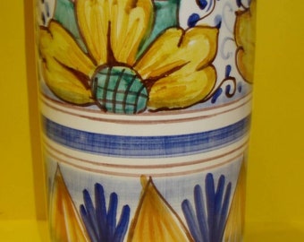 Older bottle wine spoon vase wine holder hand made pottery italian style flowers table decoration kitchen service craftsmanship made in Italy