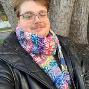 Handmade Multicolor Crocheted Scarf: Winter Warmth