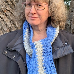 Crocheted Scarf, light blue scarf, Winter Scarf, Blue scarf for women, mens blue scarf
