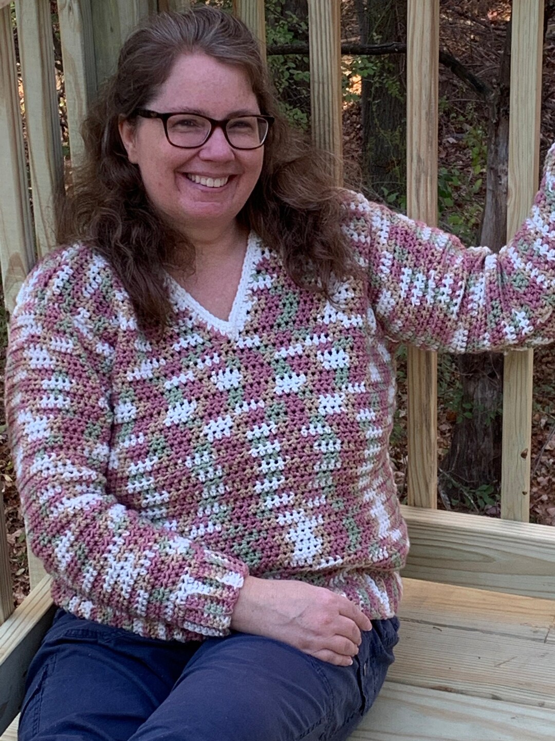 Handmade Sweater XXL sweater womens V neck sweater colorful Etsy.de