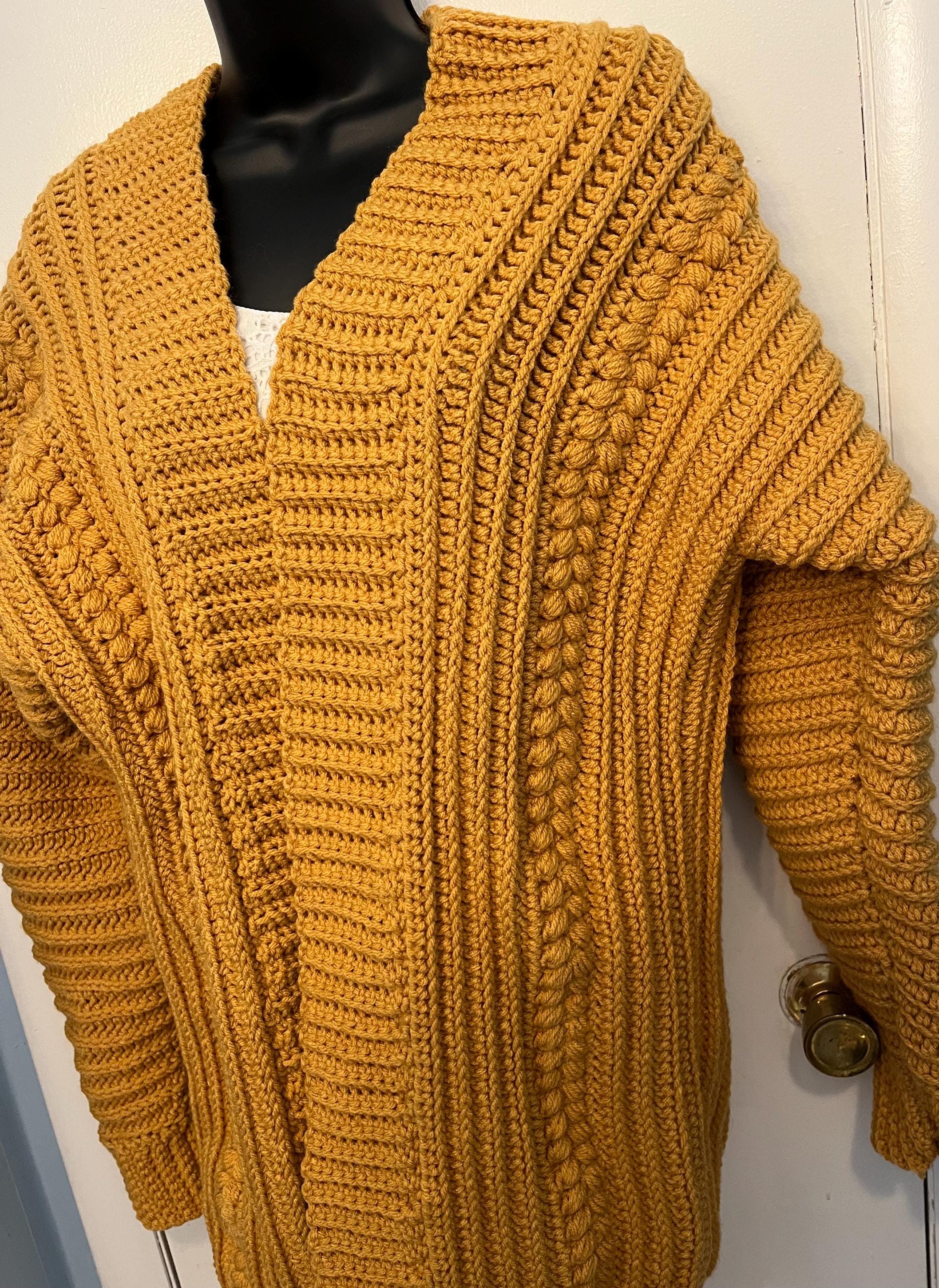 Crochet Cardigan Mustard Yellow Chunky Cardigan Handmade Mustard