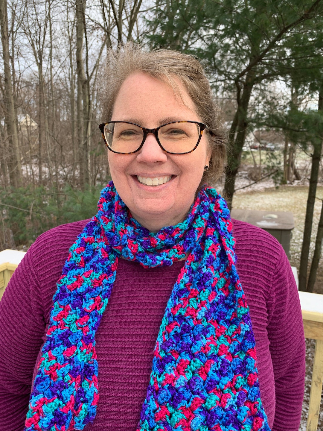 Crocheted Scarf Bright Jewel Tone Scarf Winter Scarf for Etsy