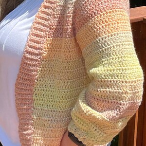Handmade Crochet Cardigan: Multicolor Cotton Blend, Large