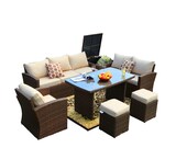 Luxury corner sofa vintage design rattan garden lounge sofa set outdoor deep seating sofa