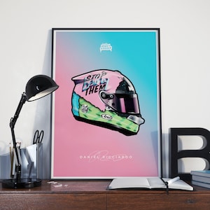 Daniel Ricciardo Formula 1 Helmet Poster | F1 Poster | Grand Prix Poster | Hand Drawn