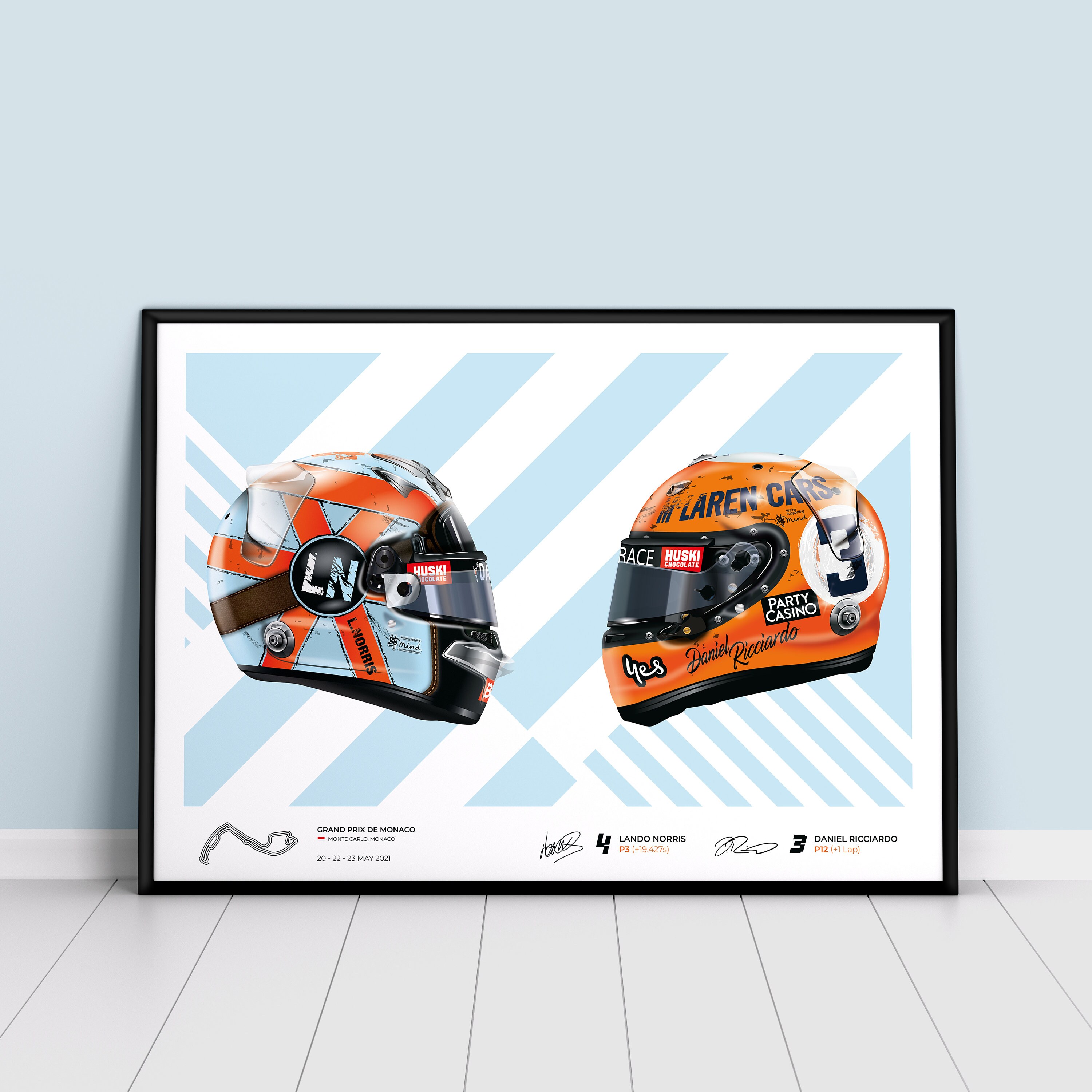 Lando Norris e Daniel Ricciardo 2021 Monaco McLaren x Gulf | Etsy Italia