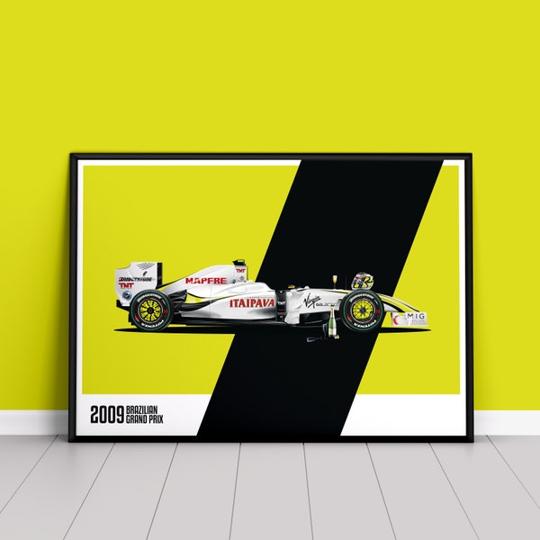 Brawn Mercedes BGP001 Formula 1 Poster | Jenson Button | F1 Poster Poster | Grand Prix Poster | Hand Drawn