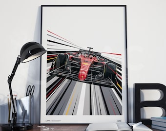 Charles Leclerc 2022 F1 Poster | Leclerc 2022 Helmet Poster | Ferrari F1 Poster | Hand Drawn F1 Art | Formula 1 Grand Prix Poster