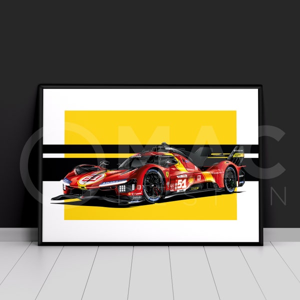 Ferrari 499P Hypercar Le Mans 2023 Poster | WEC Poster | Le Mans 24hr