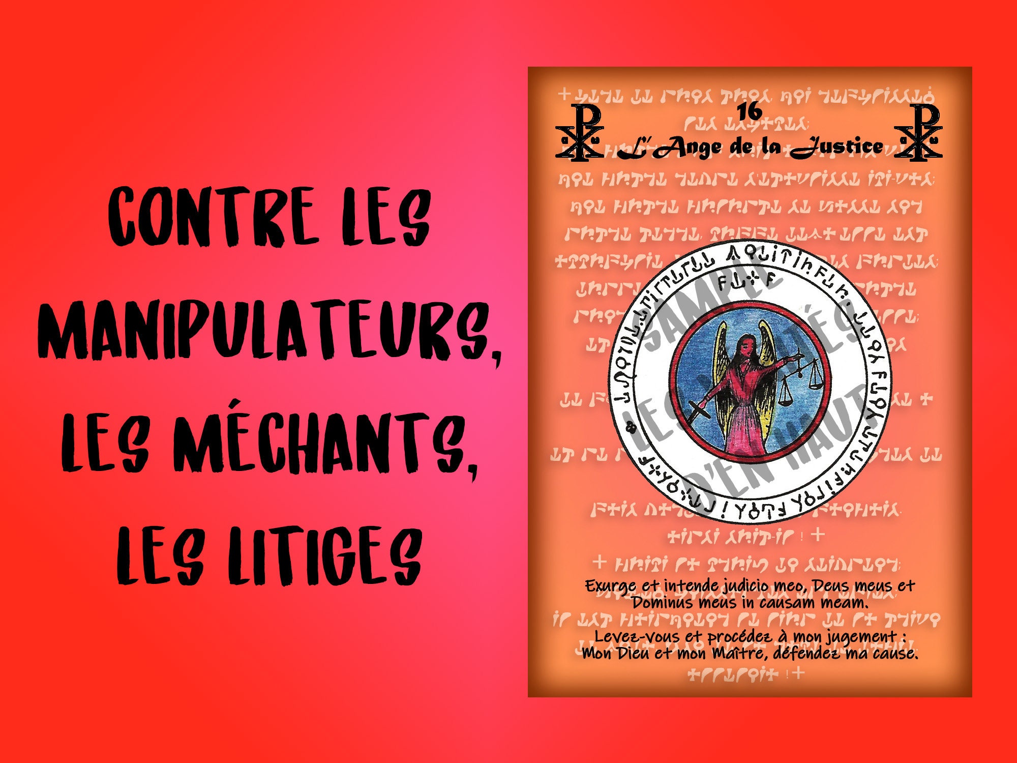 Pentacle de Protection, Pentacle L'abbe Julio, Numéro 16 L'ange La Justice - Contre Les Manipulateur