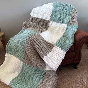 Patterned Chunky Hand Knitted Blanket - Etsy