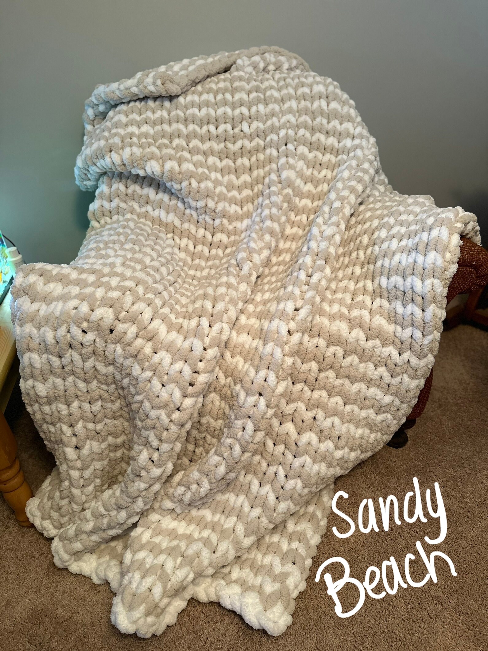 Patterned Chunky Hand Knitted Blanket Etsy