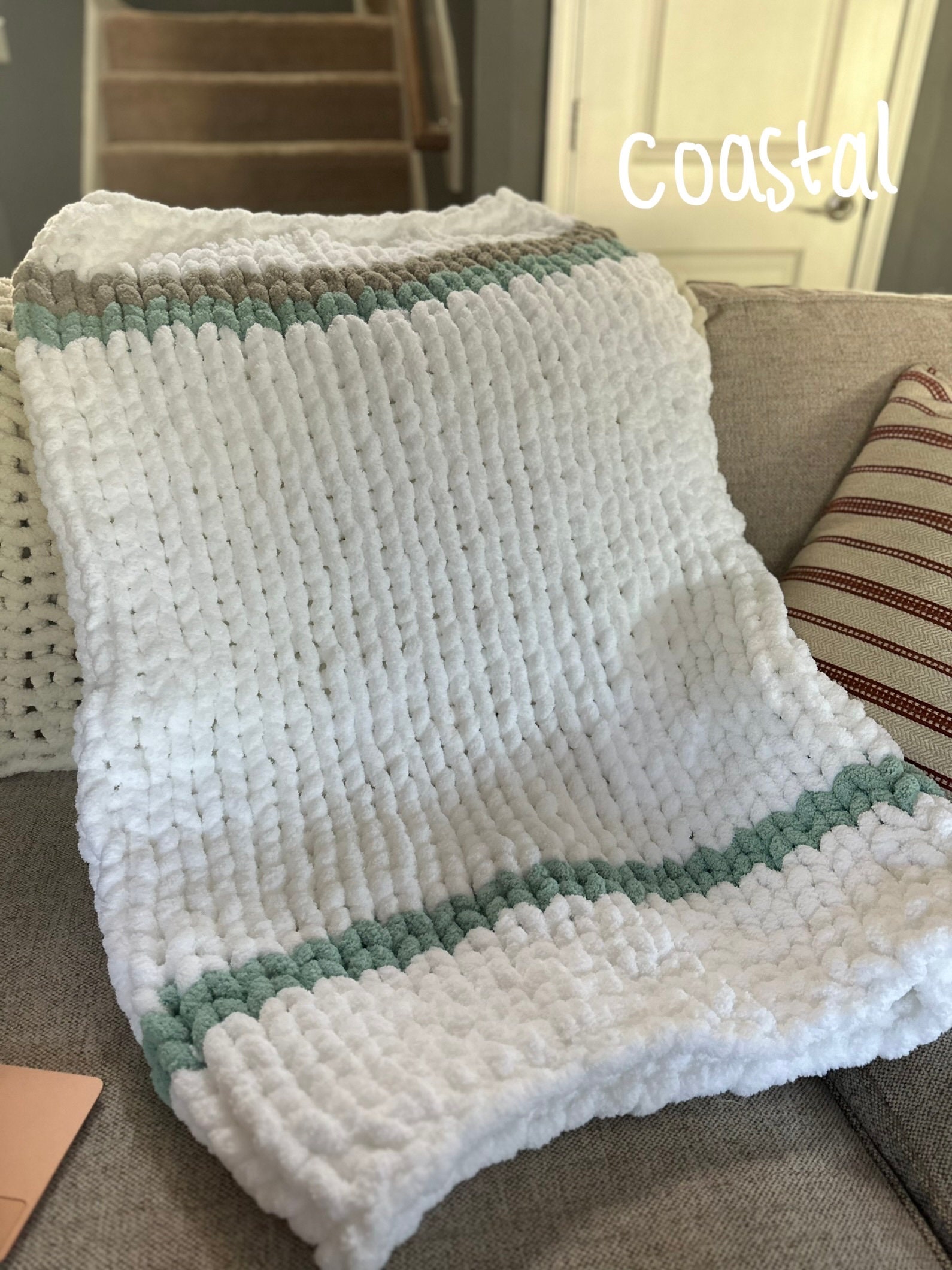 Patterned Chunky Hand Knitted Blanket Etsy