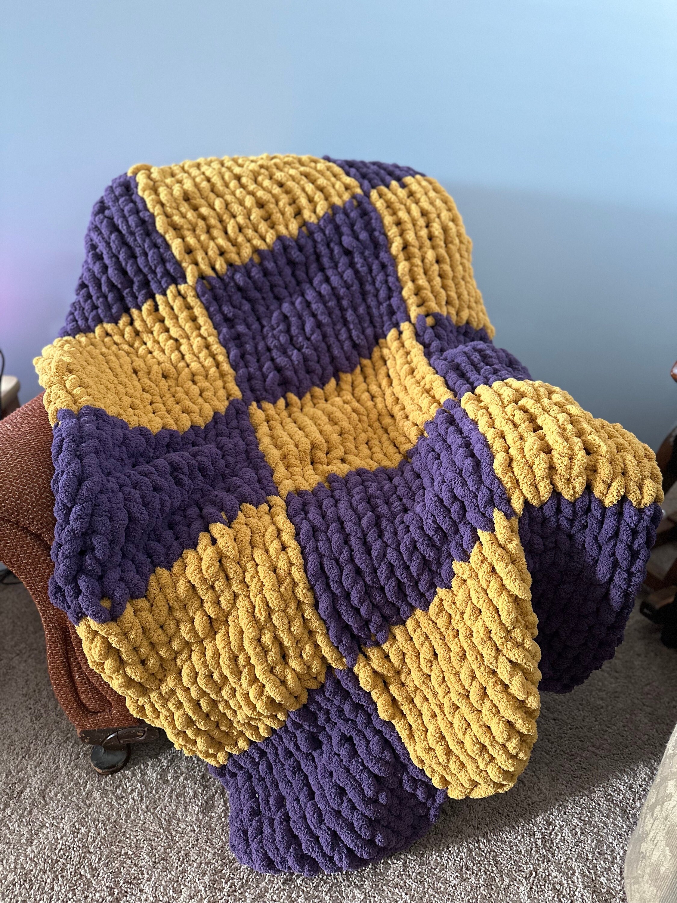 Patterned Chunky Hand Knitted Blanket Etsy