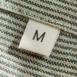 Size Tags for Clothing (50 Pack), Custom Printed Sewing Labels, 100% Organic Cotton, Formatted to Fold and Sew In