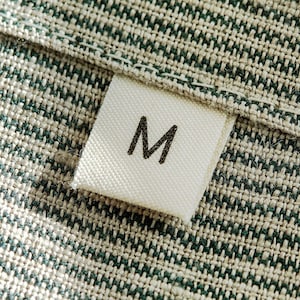 Custom Size Tags for Clothing (50 Pack), Personalized Sewing Labels, 100% Organic Cotton, Formatted to Fold and Sew In