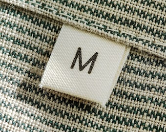 Custom Size Tags for Clothing (50 Pack), Personalized Sewing Labels, 100% Organic Cotton, Formatted to Fold and Sew In