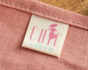 Custom Clothing Labels, Personalized Sewing Tags with Your Text or Logo.  100% Organic Cotton Tags Formatted to Fold and Sew In