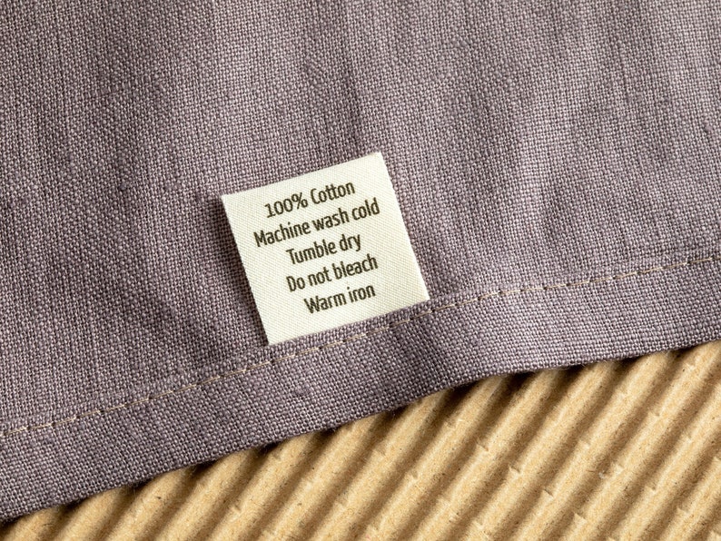 Custom Clothing Labels, Personalized Care Tags, Sewing Labels. Custom Text Logo optional, 100% Organic Cotton Tags to Fold and Sew In image 1