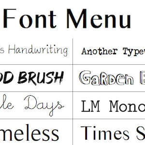 May include: A chart of different font styles, including Alex Brush, Comic Zine, Immortal, Sage sans, Ammy's Handwriting, Good Brush, Little Days, Timeless, Another Typewriter, Garden Bold, LM Mono 10, Times Sans, Callie Chalk, High Summit, Ostrich Sans, and Yanone Kaffeesatz.