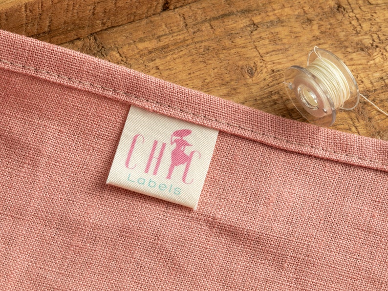 Custom Clothing Labels, Personalized Care Tags, Sewing Labels. Custom Text Logo optional, 100% Organic Cotton Tags to Fold and Sew In image 2