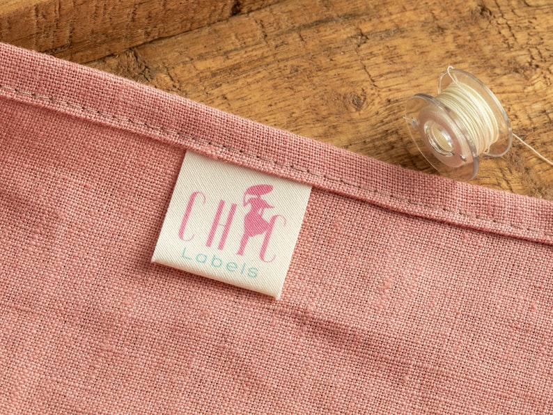 Custom Clothing Labels, Personalized Sewing Tags with Your Text or Logo. 100% Organic Cotton Tags Formatted to Fold and Sew In image 1