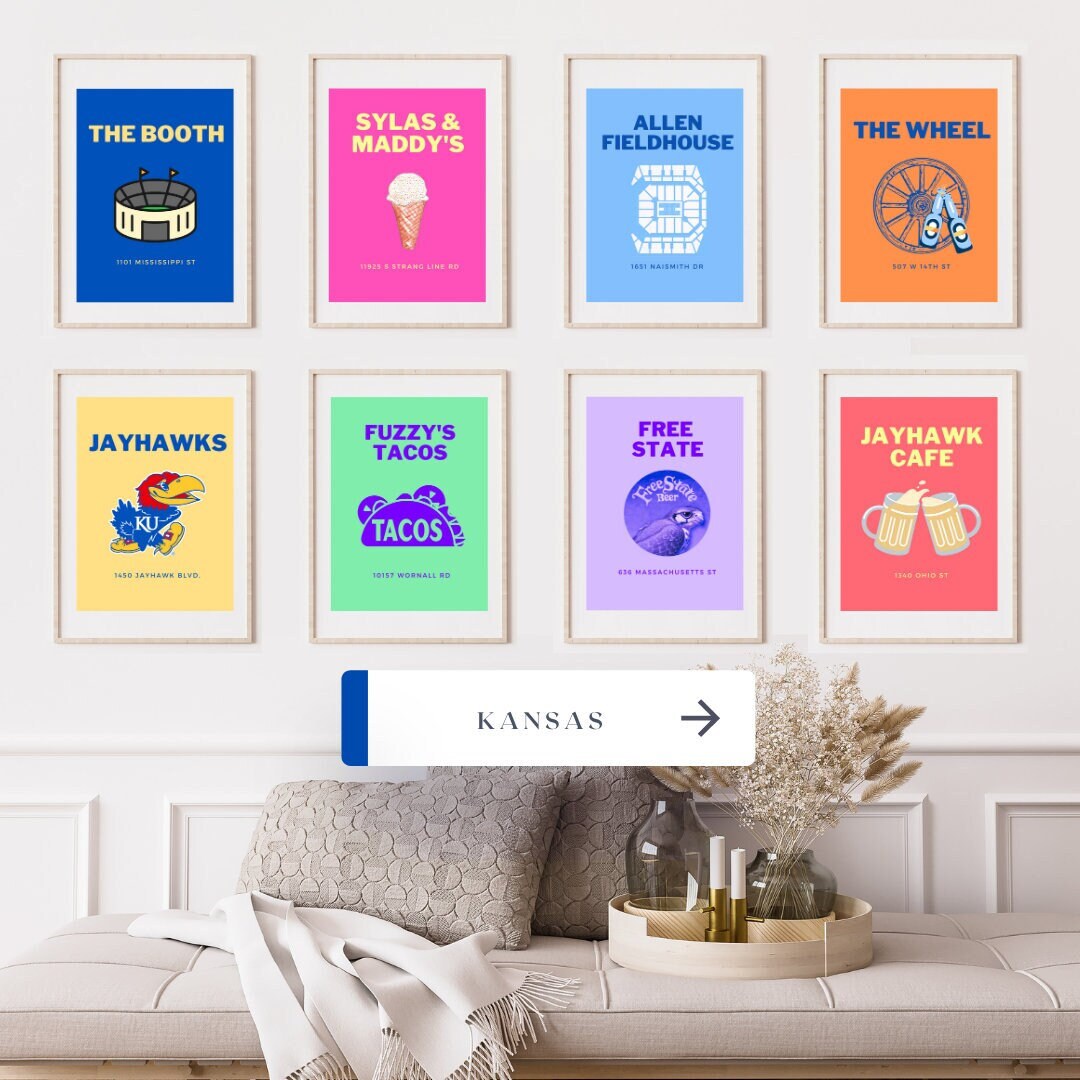 University of Kansas Posters Kansas Posters College Gifts Etsy