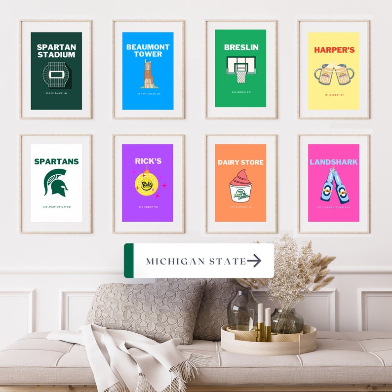 Michigan State Posters MSU Posters Spartans Lansing Preppy Etsy Michigan State Posters MSU Posters Spartans Lansing Preppy Etsy