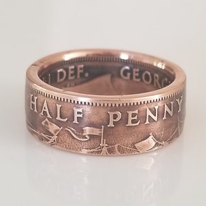 British Half Penny Coin Ring | Handmade Coin Ring