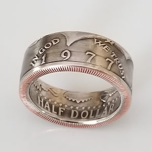 1977 JFK Half Dollar Münzring | Kennedy-Münzring | Münzschmuck | Einzigartiges Geschenk