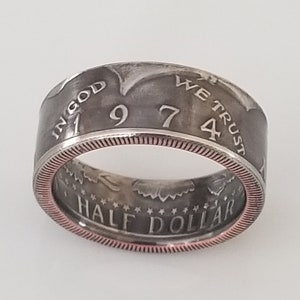 1974 JFK Half Dollar Coin Ring | Kennedy Coin Ring | Coin Jewelry | Unique Gift
