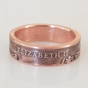 UK Great Britain Coin Ring | Queen Elizabeth the 2nd Ring | Hand-Made Jewelry | Travel Gift Unique Gift