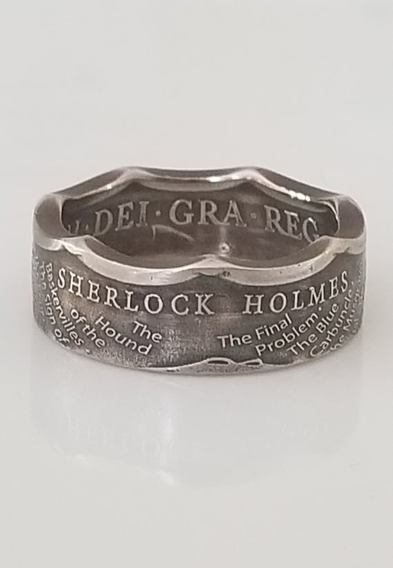 Sherlock Holmes 50p Coin Ring Conan Doyle Travel Ring Handmade
