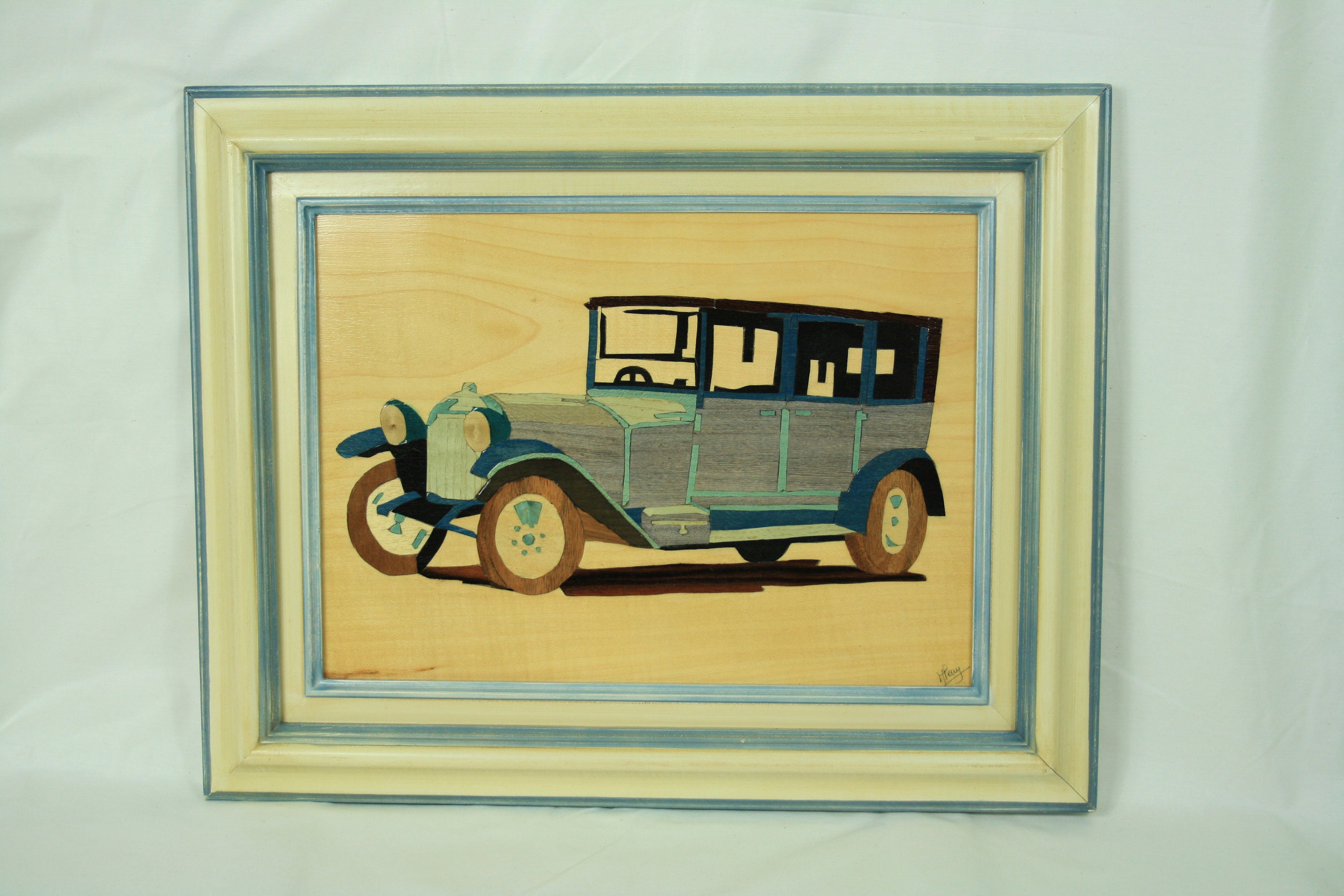 Tableau Art Marqueterie Bois Le Tacot