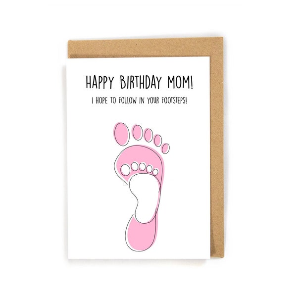 Birthday card from toddler/infant/kid, footprint card, Cute birthday card from children, growing up like dad, looking up to you;custom