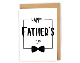 Simple Father's Day Card, Happy Father's Day Card, Bowtie Father's Day Card, Working Dad Card, Black and White Card, Happy Father's Day