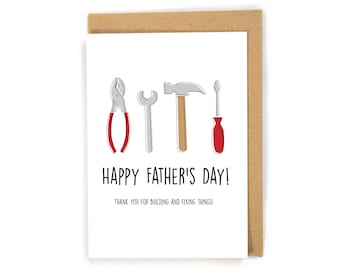 Funny Fathers Day Card, Handy Man Father's Day Card, Tools Father's Day Card, Construction Worker Father's Day Card; Custom