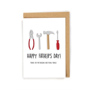 Funny Fathers Day Card, Handy Man Father's Day Card, Tools Father's Day Card, Construction Worker Father's Day Card; Custom