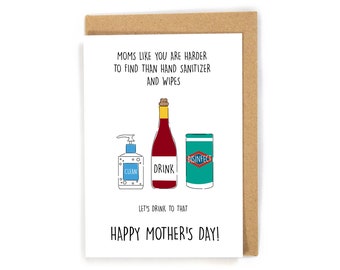 Mother's Day Card, Funny Mother's Day Card, Cute Mother's Day Card, Quarantine Mother's Day Card, Drinking Mother's Day Card, Card for mom