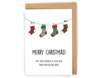 Funny Christmas Card, Christmas card, quarantine Christmas card, 2020 Christmas card, simple Christmas card, Stockings, merry Christmas