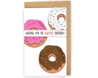 Funny Birthday Card, Birthday Card, Donut Birthday Card, Birthday Card for kid/child, Cute Birthday Card, Happy Birthday Card, Donut Lover
