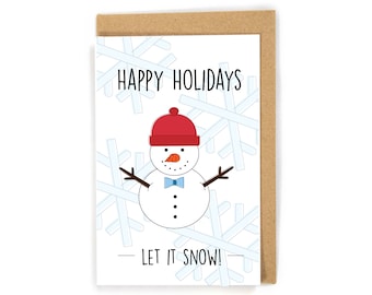 Happy Holidays Card, Snowman Card, Holiday Greeting Card, Christmas Card, Quarantine Holiday Card, Funny Holiday Card, Cute Holiday Card