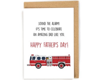 Firetruck Father's Day Card, Fireman Father's Day Card, Father's Day Card for Firefighter, Happy Father's Day Card, Father's Day Card; funny