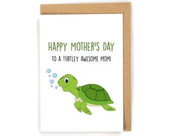 Mother's Day Card, Turtle Mother's Day Card, Cute Mother's Day Card, Simple Mother's Day Card, Mother's Day Card from kids/daughter/son
