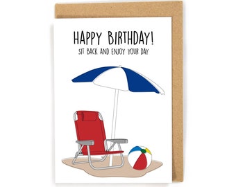 Beach Birthday Card, Funny Birthday Card, Birthday Card for beach lover, Beach bum birthday card, Cute birthday card, Summer Birthday card