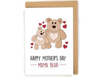 Mother's Day Card, Bear Mother's Day Card, Cute Mother's Day Card, Mother's Day Card for Mama Bear, Funny Mother's Day Card, Card for Mom