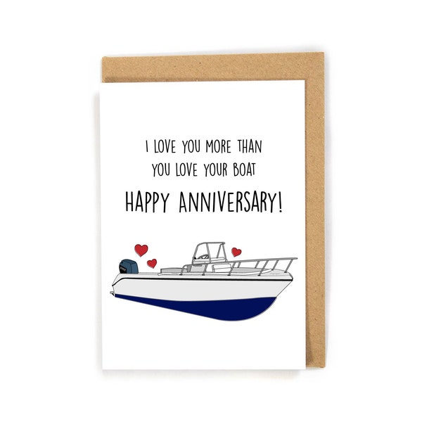 Boat Anniversary Card, Funny Anniversary Card, Anniversary Card for a boat lover, Anniversary Card, Cute Anniversary Card, fishing boat