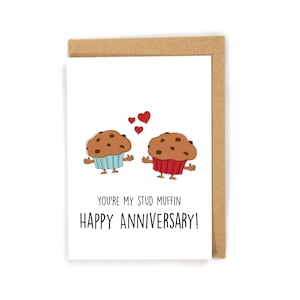 Happy Anniversary Card, Cute Anniversary Card, Funny Anniversary Card, Stud Muffin Anniversary Card, Anniversary Card for Boyfriend/Husband